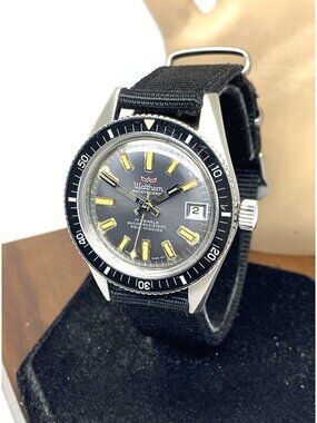 Waltham Blancpain Bathyscape Diver Vintage Mens Watch Swiss Automatic Black Dial